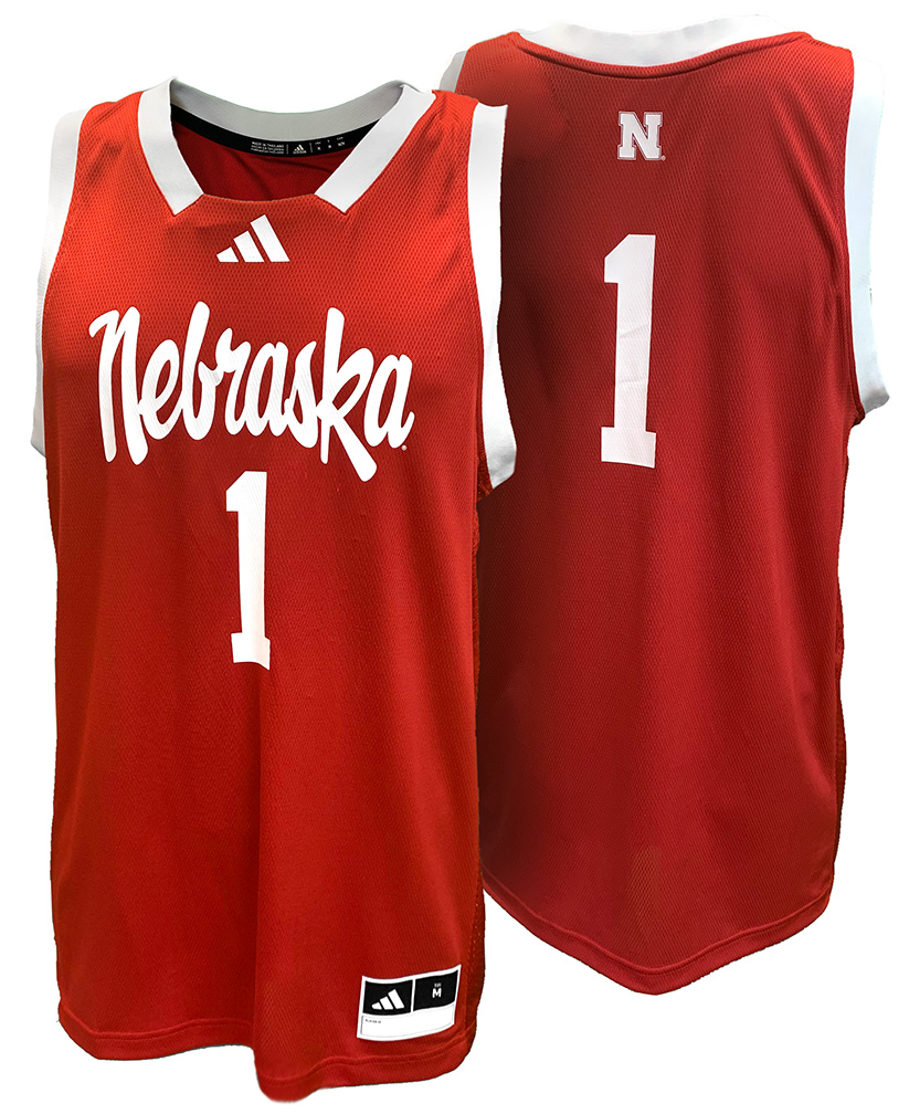 Nebraska Script Adidas 2024 Red Huskers Script Basketball Swingman Jersey