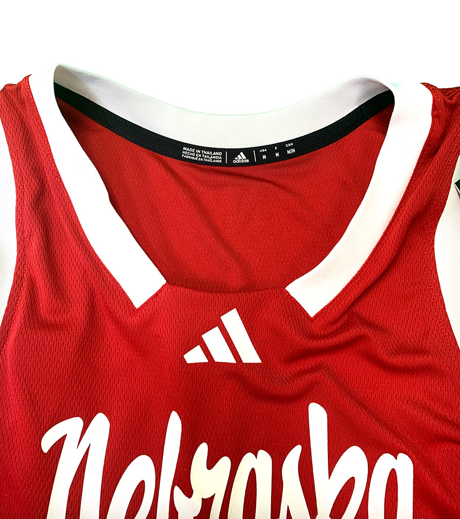 Nebraska Script Adidas 2024 Red Huskers Script Basketball Swingman Jersey