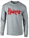 Huskers Script Long Sleeve Tee - Gray Nebraska Cornhuskers, Nebraska  Mens, Huskers  Mens, Nebraska  Long Sleeve, Huskers  Long Sleeve, Nebraska  Mens T-Shirts, Huskers  Mens T-Shirts, Nebraska Huskers Script LS Tee - Gray, Huskers Huskers Script LS Tee - Gray