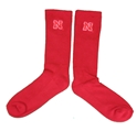 Ladies Nebraska Mid Calf Basic Socks Nebraska Cornhuskers, Nebraska  Ladies, Huskers  Ladies, Nebraska  Ladies Accessories, Huskers  Ladies Accessories, Nebraska  Footwear, Huskers  Footwear, Nebraska Womens Red Nebraska Mid Calf Basic Socks Zoozatz, Huskers Womens Red Nebraska Mid Calf Basic Socks Zoozatz